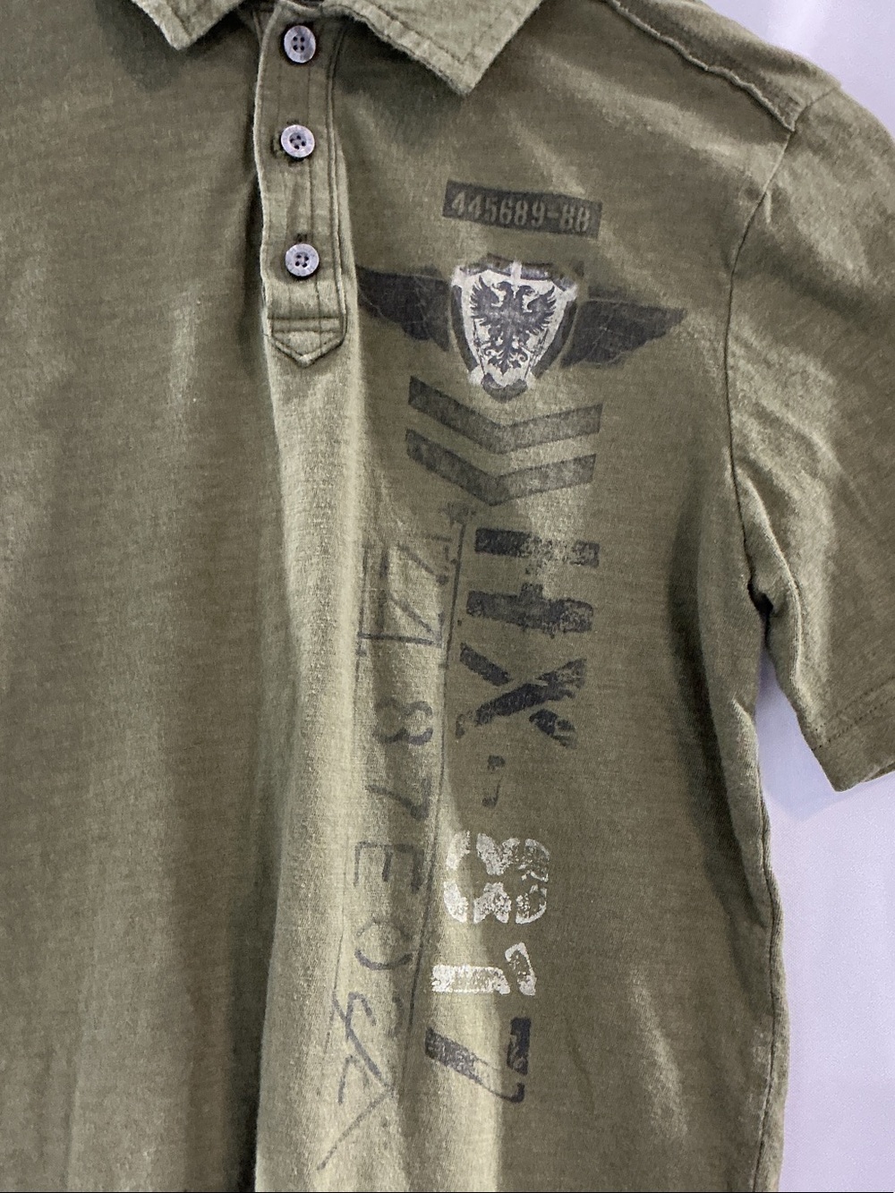 Helix Olive Green Short-Sleeve Polo with Chest Print - Picture 2 of 7